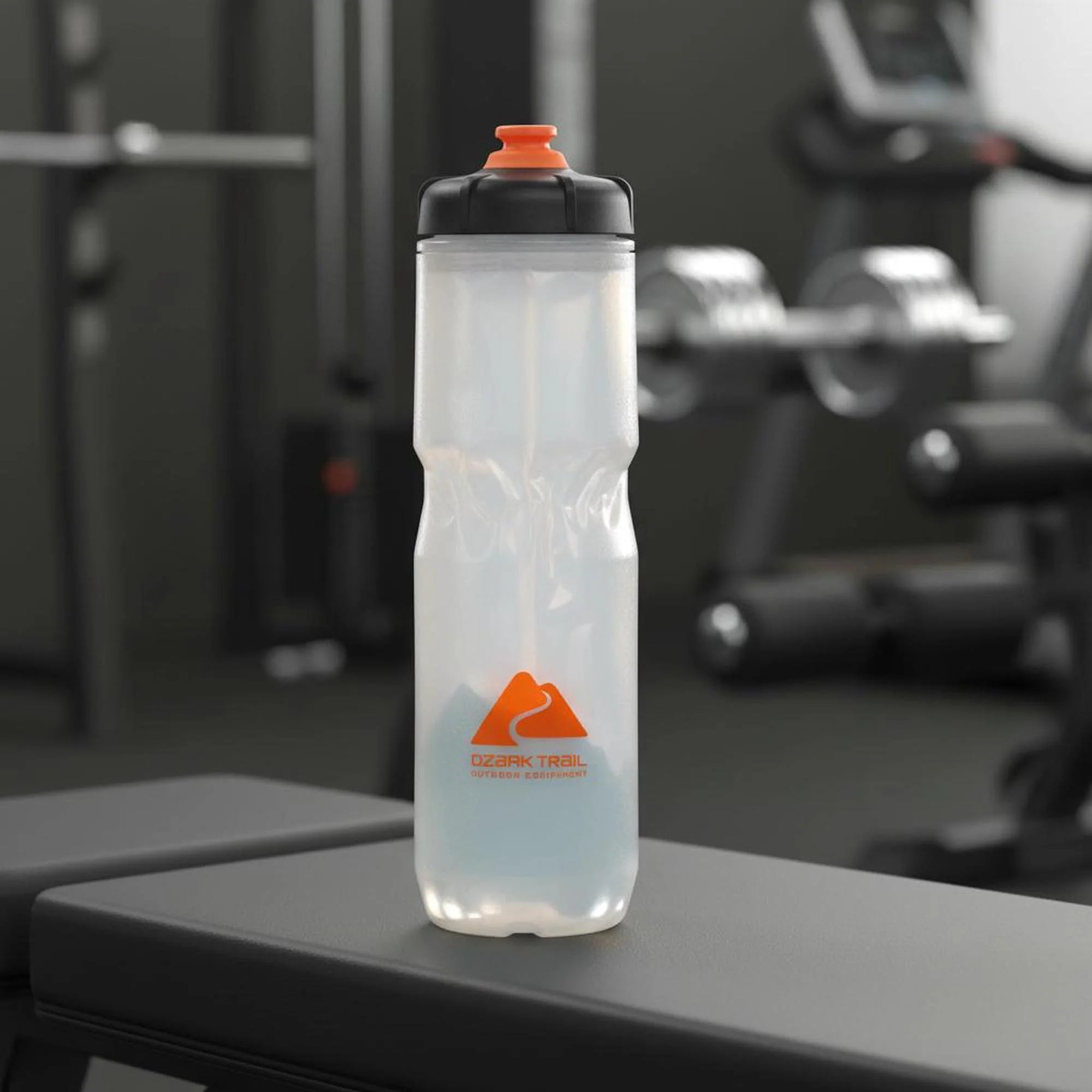 22 Oz Plastic Insulated Cycling Water Bottle, Black and White