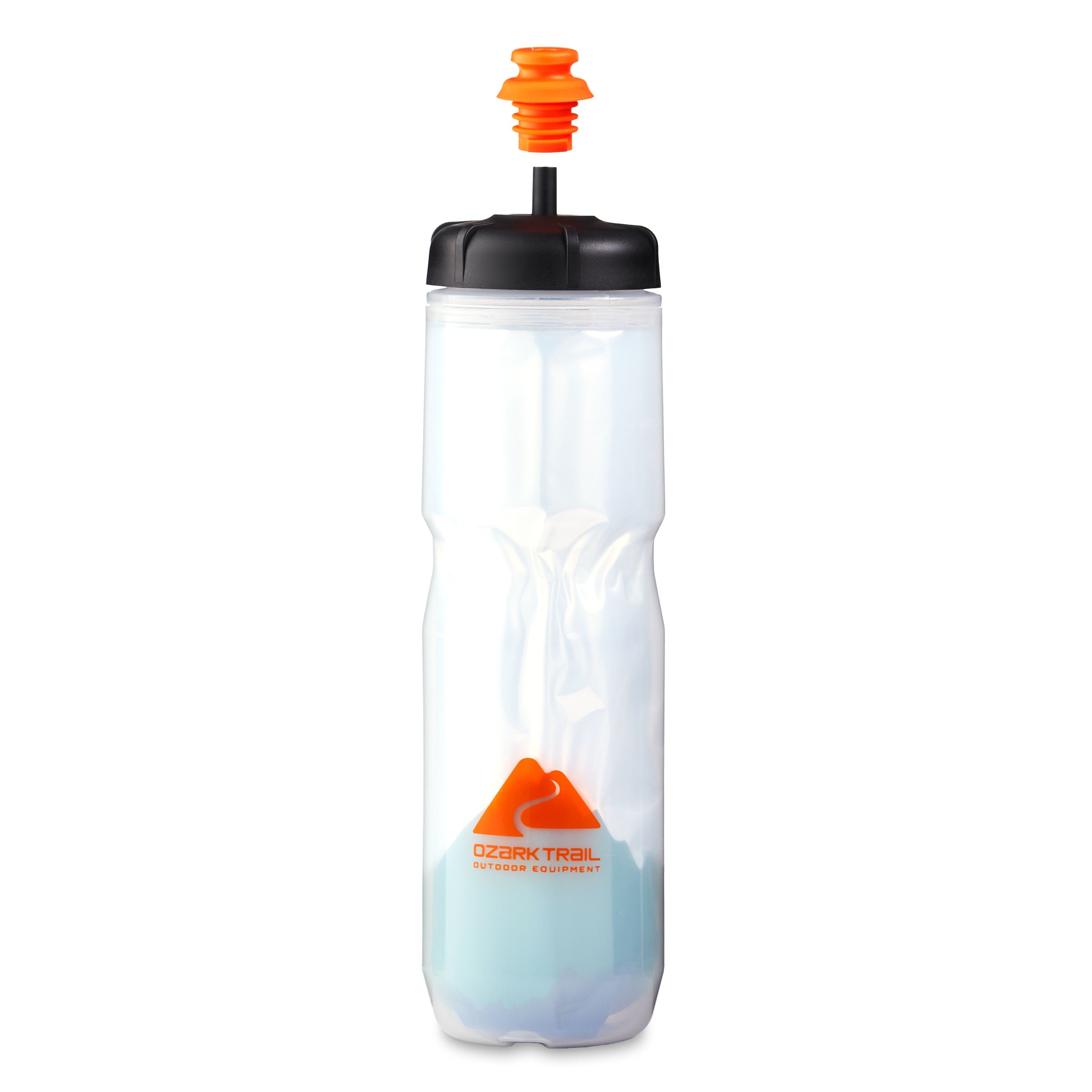 22 Oz Plastic Insulated Cycling Water Bottle, Black and White