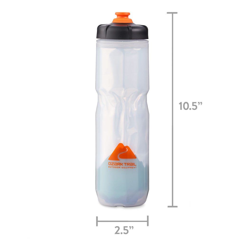 22 Oz Plastic Insulated Cycling Water Bottle, Black and White