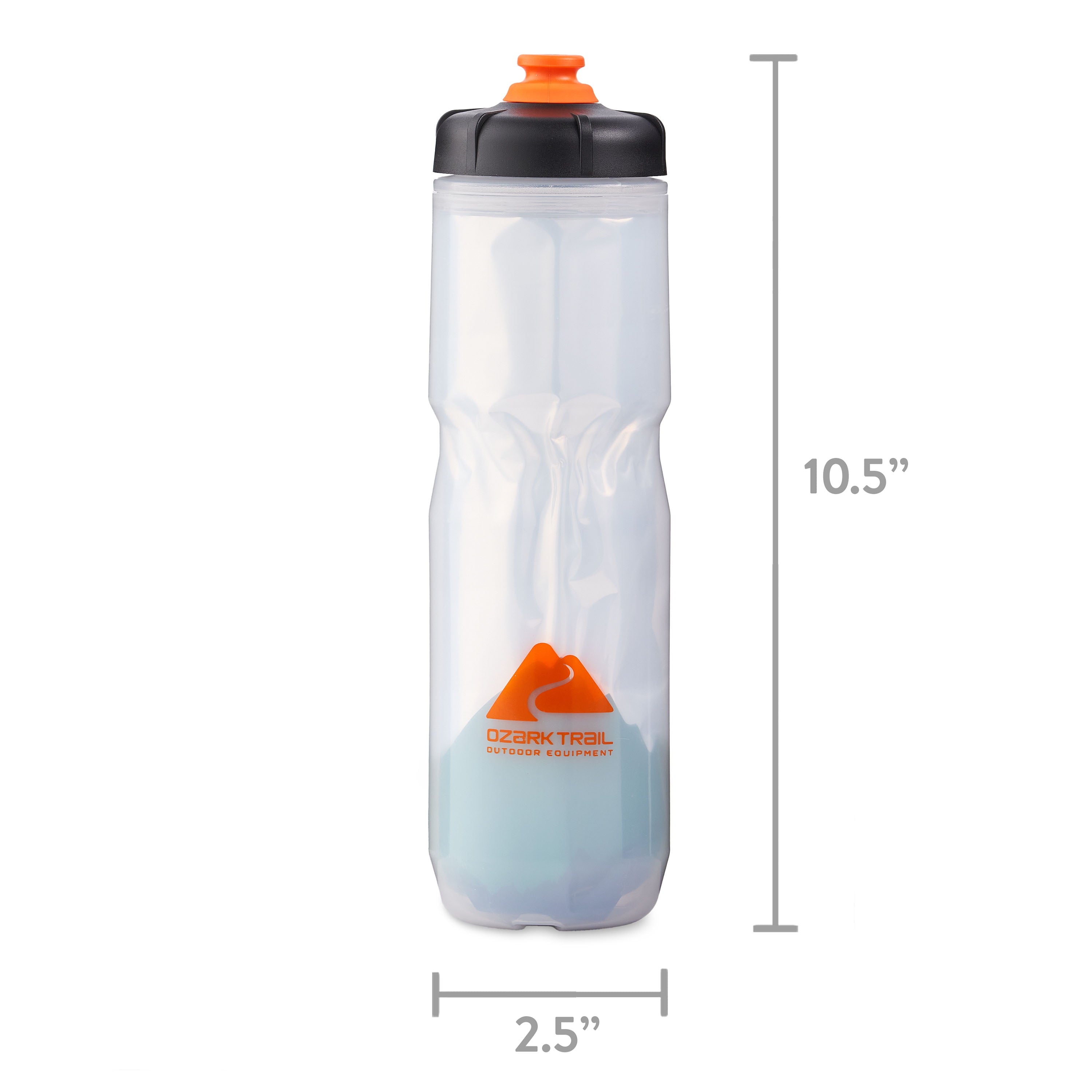 22 Oz Plastic Insulated Cycling Water Bottle, Black and White