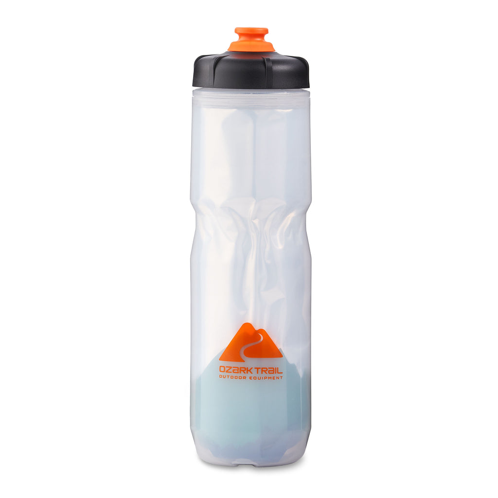 22 Oz Plastic Insulated Cycling Water Bottle, Black and White